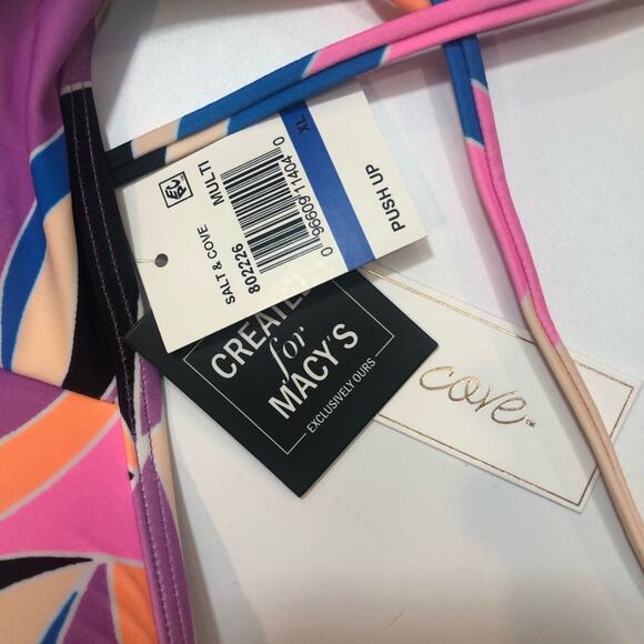 Salt+Cove Kaleidoscope Smocked Bikini swim Top - Picture 3 of 6